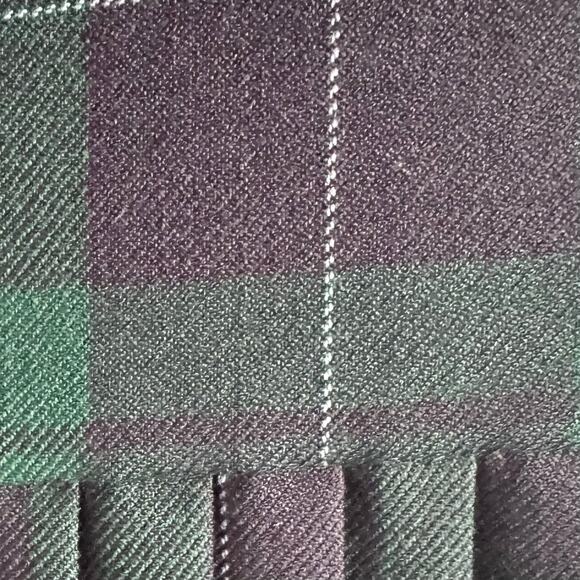 Pendelton Tartan Short Green Navy Women’s Ruffle Skirt Size 12 100% Wool - Picture 2 of 7